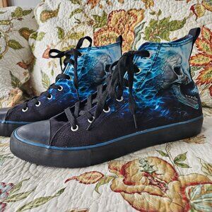 Spiral/Souls 'Flaming Spine' Hi-Top Canvas Sneakers, Men's Size 12